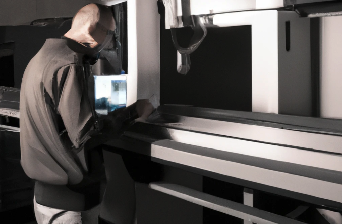 Persona manipulando una máquina de corte láser